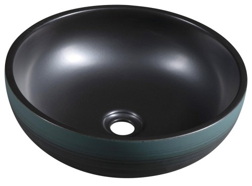 PRIORI umywalka ceramiczna nablatowa, średnica 41cm, czarny/zielony