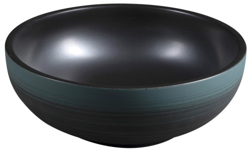 PRIORI umywalka ceramiczna nablatowa, średnica 41cm, czarny/zielony #2