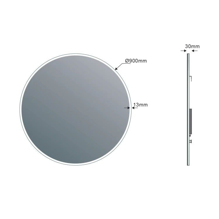 Rysunek techniczny - VISO okrągłe lustro z oświetleniem LED, ø 90cm