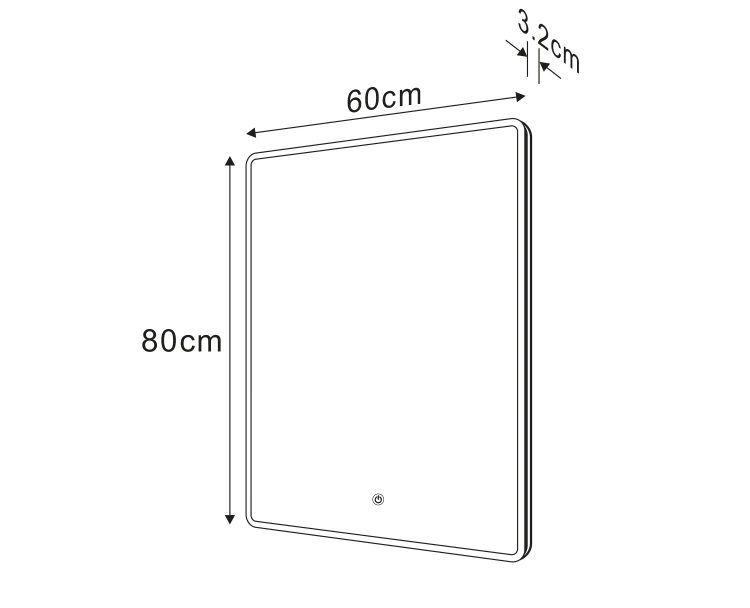 Rysunek techniczny - PIRI lustro z oświetleniem LED 60x80cm, czujnik dotykowy, 2700-6500K