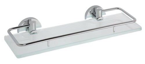 X-ROUND E półka szklana z relingiem 300x130mm, szkło mleczne, chrom