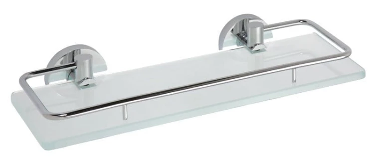 X-ROUND E półka szklana z relingiem 300x130mm, szkło mleczne, chrom