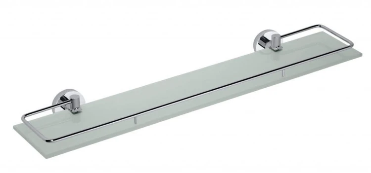 X-ROUND E półka szklana ze składanym drążkiem 600x130mm, szkło mleczne, chrom