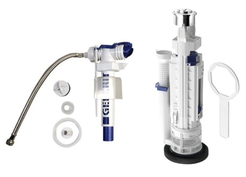Mechanizm spłukujący z DUAL przyciskiem, napełnianie od dołu 3/8", chrom