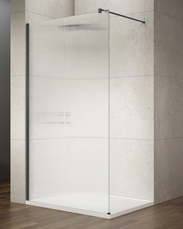 VARIO BLACK jednoczęściowa kabina prysznicowa Walk-In, montaż przy ścianie, szkło nordic, 800 mm