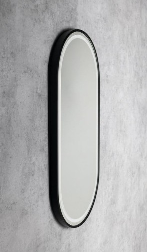 KAIRA lustro owalne z oświetleniem LED 45x90cm, czarny mat #2
