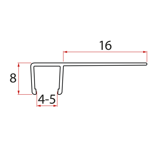 Zestaw uszczelek pionowych do szkła 5/5mm, 1820mm