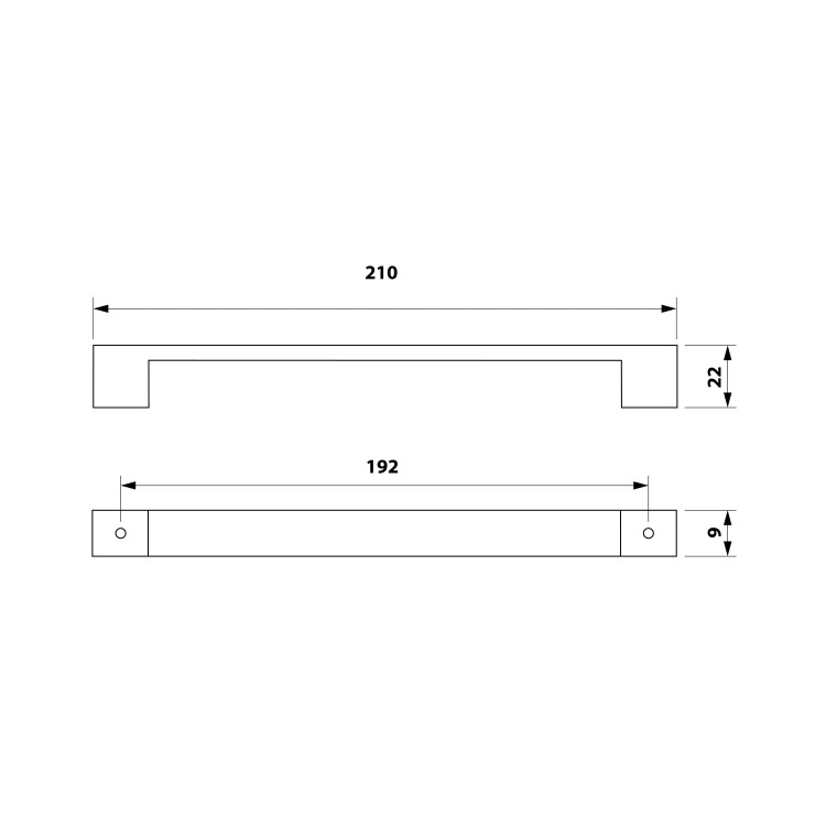 Rysunek techniczny - VEGA uchwyt, 210/192mm, chrom