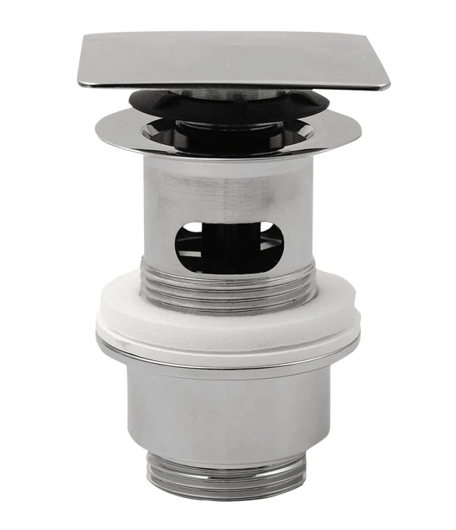 Korek umywalkowy 5/4'', klik-klak, kwadratowy korek, 32-52mm, chrom