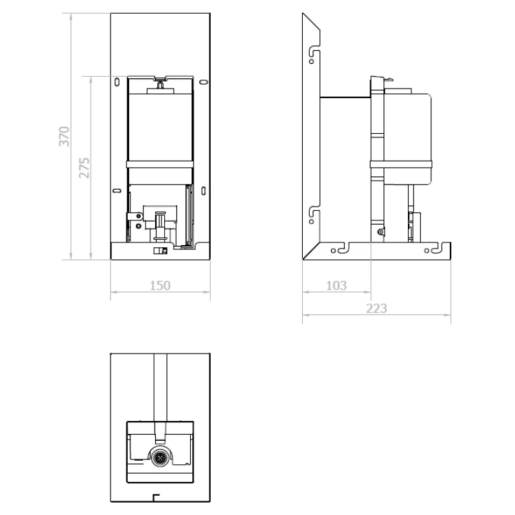 Rysunek techniczny - ESSENTIA Szafka z lustrem 70cm z automatycznym dozownikiem mydła i dozownikiem ręczników papierowych #3