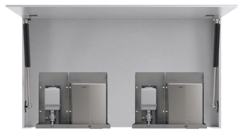 BASIC Szafka z lustrem 120cm z dwoma automatycznym dozownikami mydła i dwoma suszarkąmi do rąk