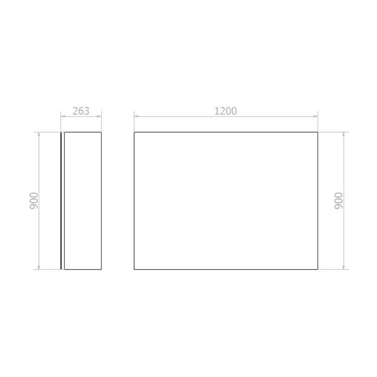 Rysunek techniczny - BASIC Szafka z lustrem 120cm z dwoma automatycznym dozownikami mydła i dwoma suszarkąmi do rąk