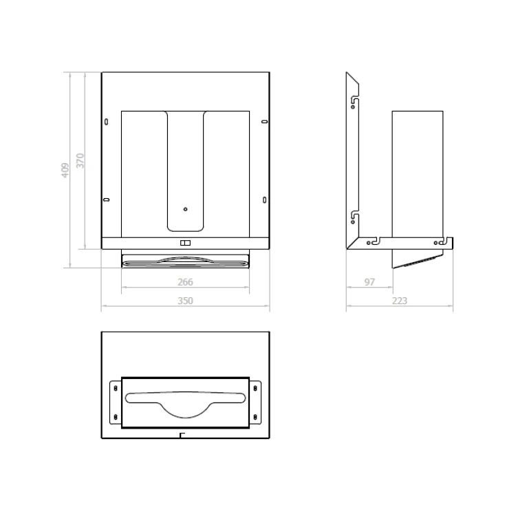Rysunek techniczny - TOWEL Szafka z lustrem 100cm z automatycznym dozownikiem mydła, z baterią i dozownikiem ręczników papierowych #3
