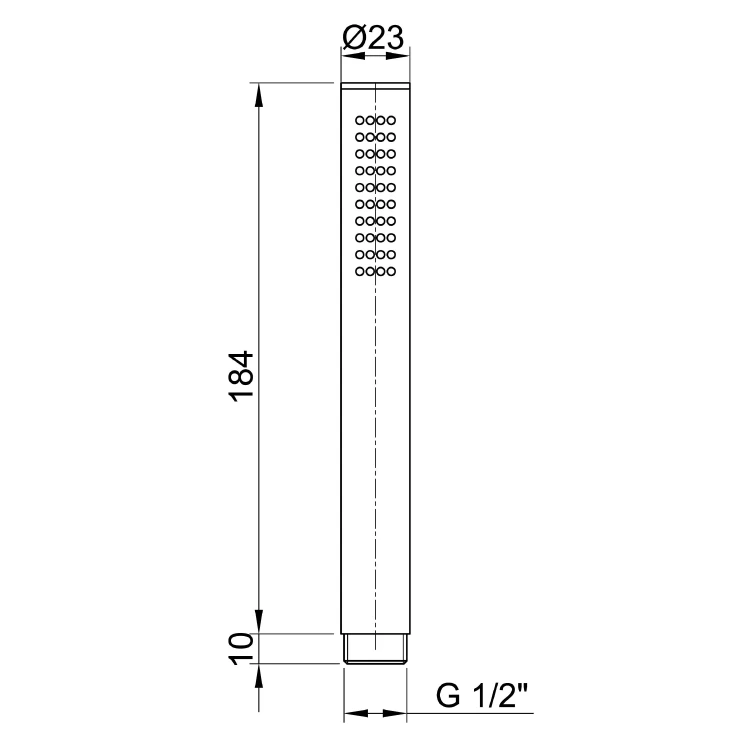 Rysunek techniczny - MINIMAL sluchawka prysznicowa, 184mm, stal nierdzewna mat