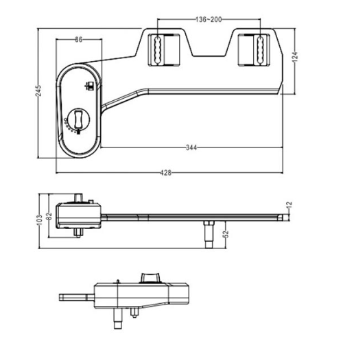 Rysunek techniczny - EASY CLEANING bidet pod deskę WC, zasilanie zimną wodą, polypropylen