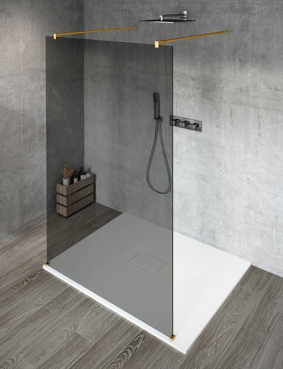 VARIO GOLD MATT jednoczęściowa kabina przysznicowa Walk-In, szkło dymione, 1200 mm