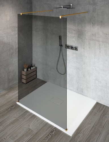 VARIO GOLD MATT jednoczęściowa kabina przysznicowa Walk-In, szkło dymione, 700 mm
