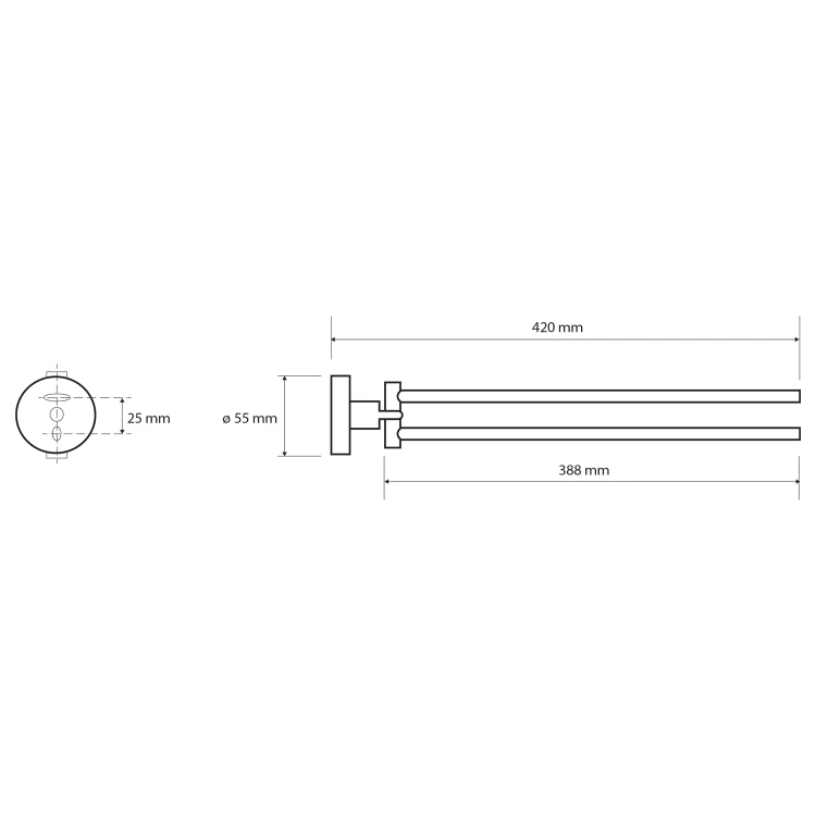 Rysunek techniczny - X-ROUND wieszak na ręczniki podwójny 420mm, obrotowy, chrom