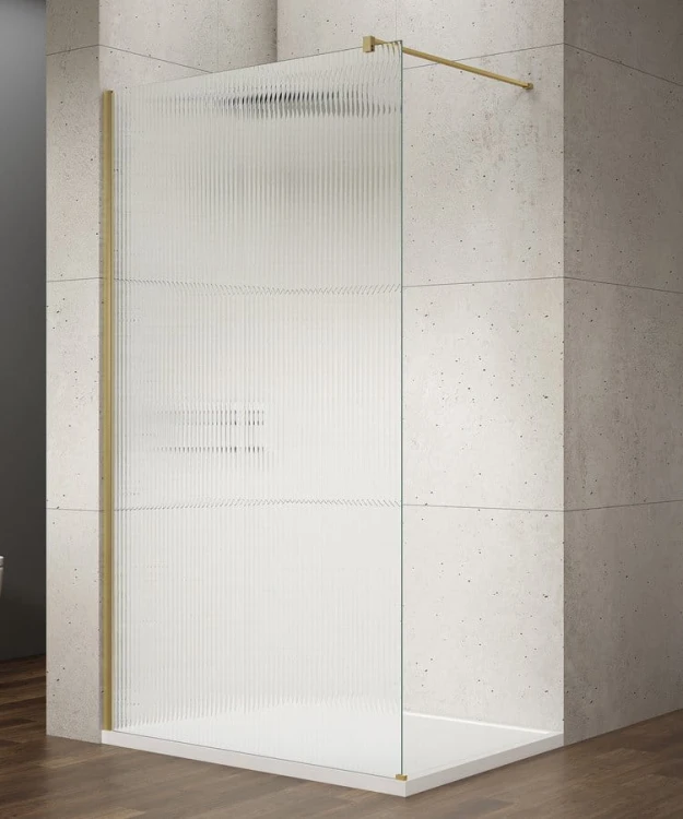 VARIO GOLD MATT jednoczęściowa kabina prysznicowa Walk-In, montaż przy ścianie, szkło nordic, 1400 mm