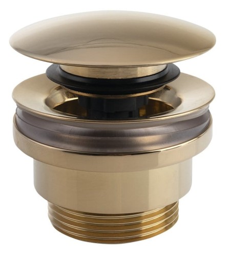 Odpływ umywalkowy 5/4", silent klik-klak, duży korek, 5-55 mm, złoto