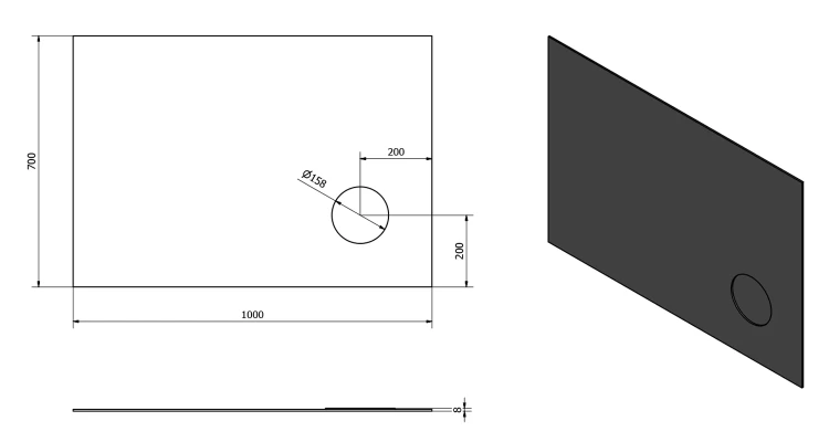 Rysunek techniczny - COSMETICO lustro 100x70cm, z lusterkiem kosmetycznym