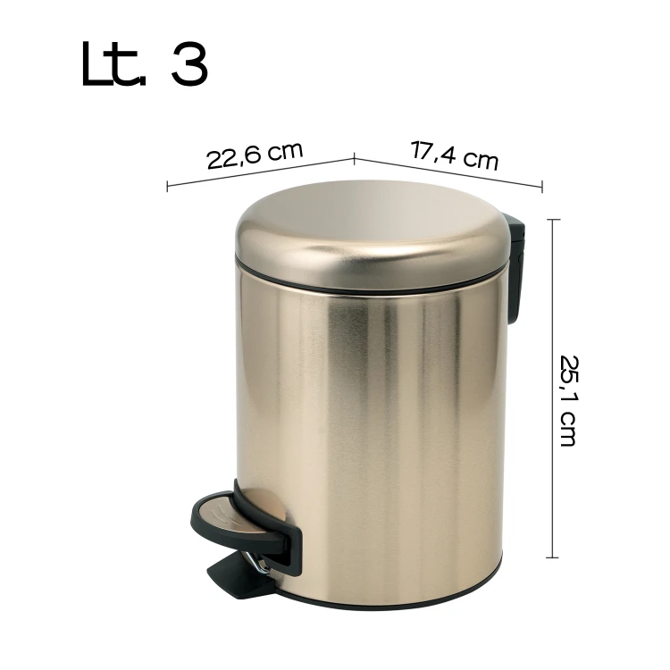 Rysunek techniczny - POTTY kosz na śmieci 3l, Soft Close , złoty mat