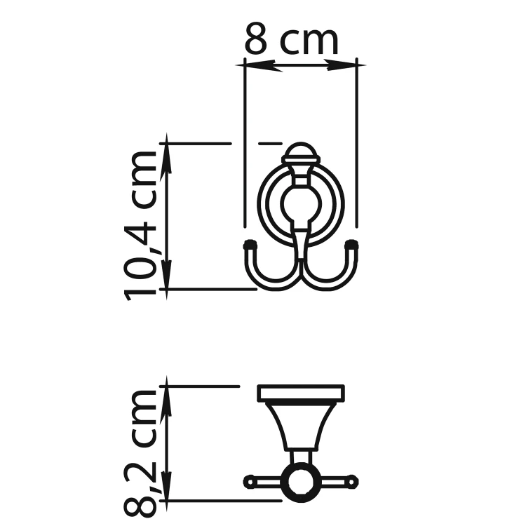 Rysunek techniczny - NEVIS wieszak podwójny, chrom