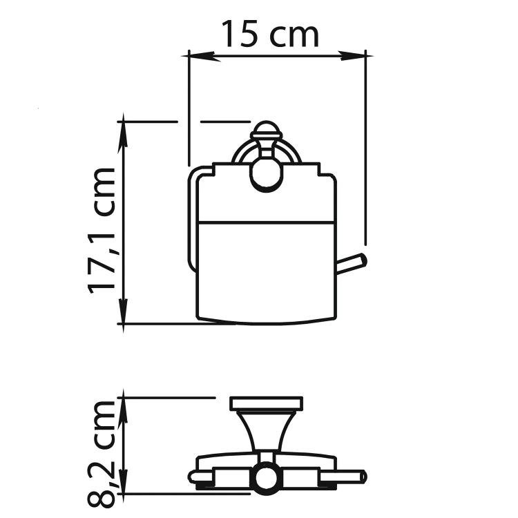 Rysunek techniczny - NEVIS wieszak na papier toaletowy z klapką, chrom