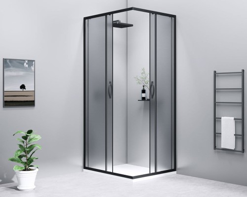 SIGMA SIMPLY BLACK kabina prysznicowa 900x900 mm, wejście z rogu, Brick szkło #2
