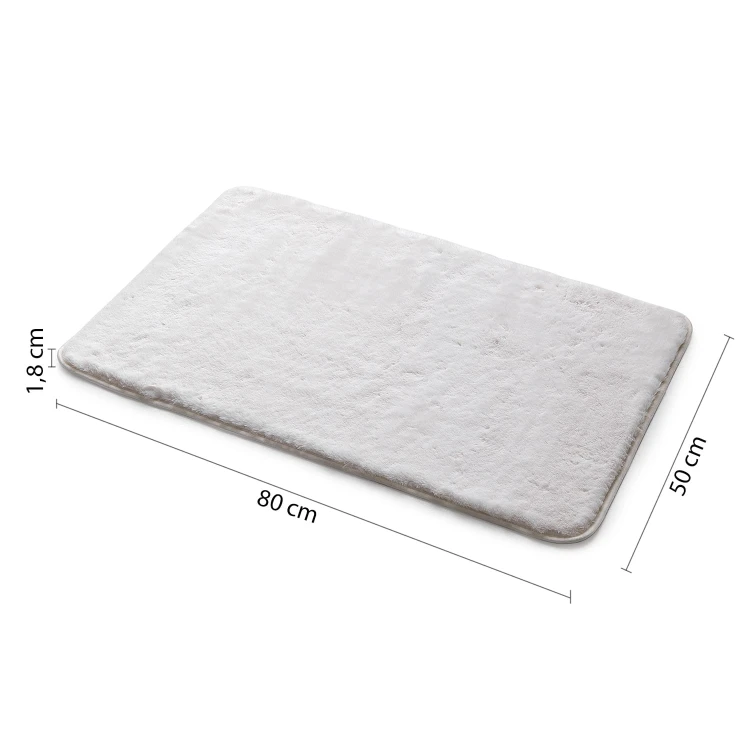 Rysunek techniczny - FUZZY dywanik łazienkowy, 50x80cm, 100% polyester, antypoślizgowa, biały