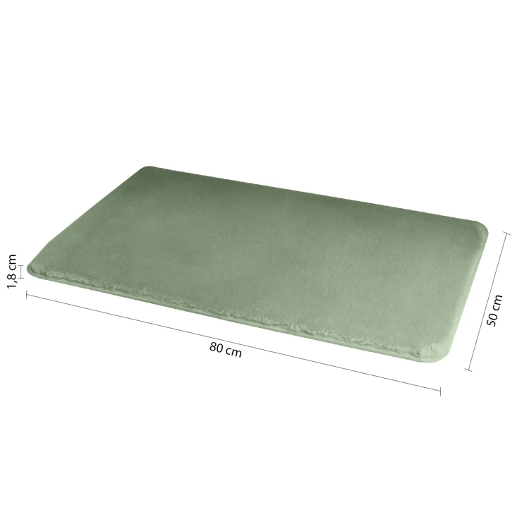 Rysunek techniczny - FUZZY dywanik lazienkowy, 50x80cm, 100% polyester, antypoślizgowa, zielony