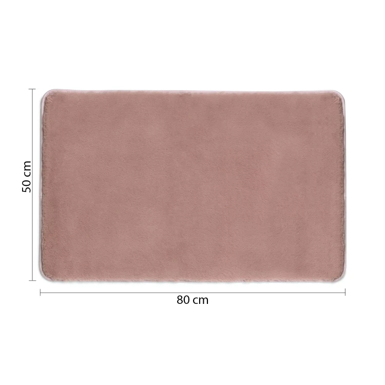 Rysunek techniczny - FUZZY dywanik łazienkowy, 50x80cm, 100% polyester, antypoślizgowa, różowy