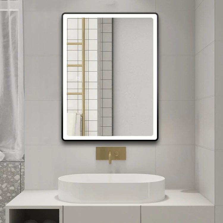 SWIDA lustro z oświetleniem LED 60x80cm, czujnik dotykowy, ściemnialne, czarny mat #7
