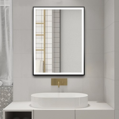CORNA lustro z oświetleniem LED 60x80cm, czujnik dotykowy, ściemnialne, czarny mat #2