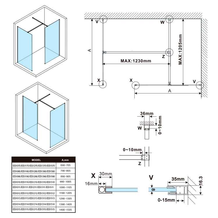 Rysunek techniczny - ESCA szkło dymione 1167x2100mm #4