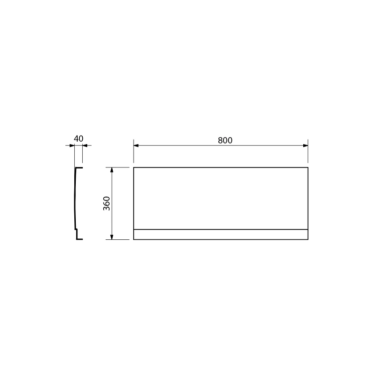 Rysunek techniczny - VISLA NIKA obudowa czołowa, 80x36cm, biały