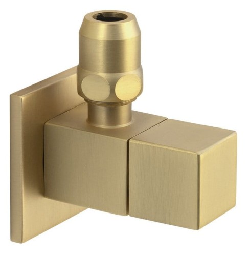 Zawór kątowy z nakrętką,  kwadratowy, 1/2" x 3/8", złoto mat