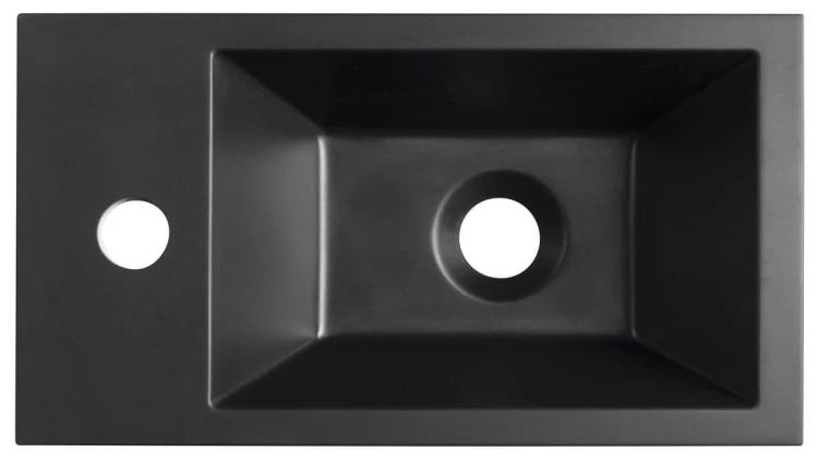 AMAROK umywalka kompozytowa 40x22cm, czarny mat, bateria z lewej strony #3