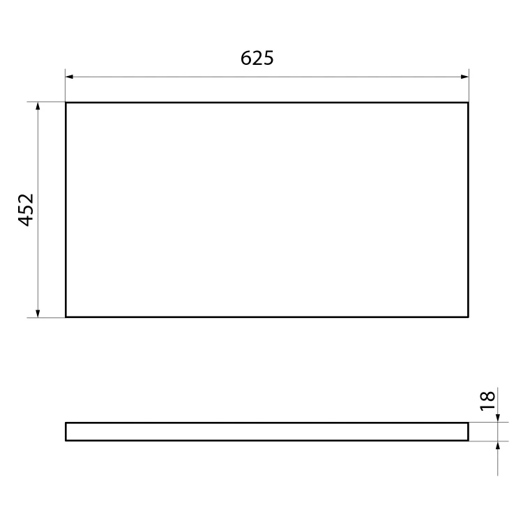 Rysunek techniczny - ALTAIR blat 62,5x45,2 cm, antracyt łupek