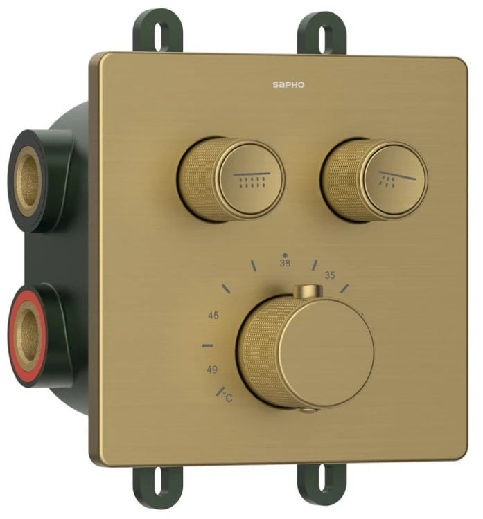 SMART SELECT bateria prysznicowa termostatyczna podtynkowa, box, 2 wyjścia, złoty mat