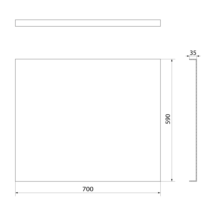 Rysunek techniczny - PLAIN obudowa boczna 70x59cm, czarny mat