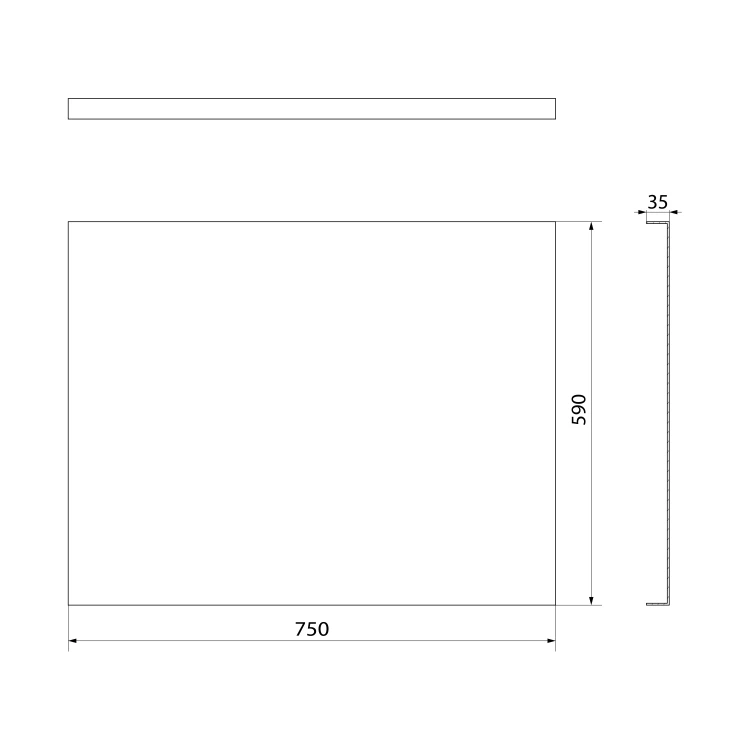 Rysunek techniczny - PLAIN obudowa boczna 75x59cm, czarny mat