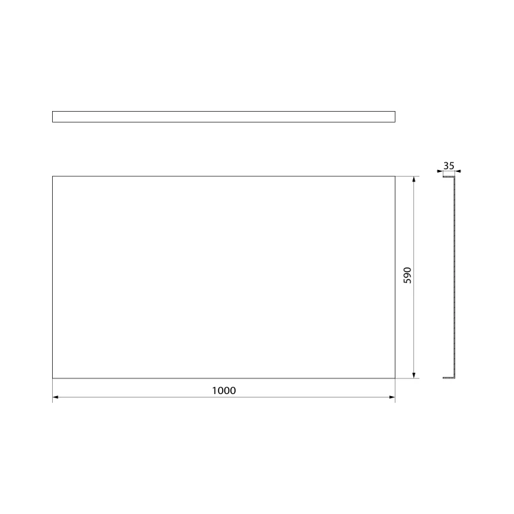 Rysunek techniczny - PLAIN obudowa boczna 100x59cm, czarny mat