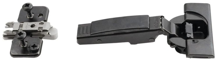 BLUM zawias meblowy , nakładany, soft close, z zaślepkami, onyks czarny