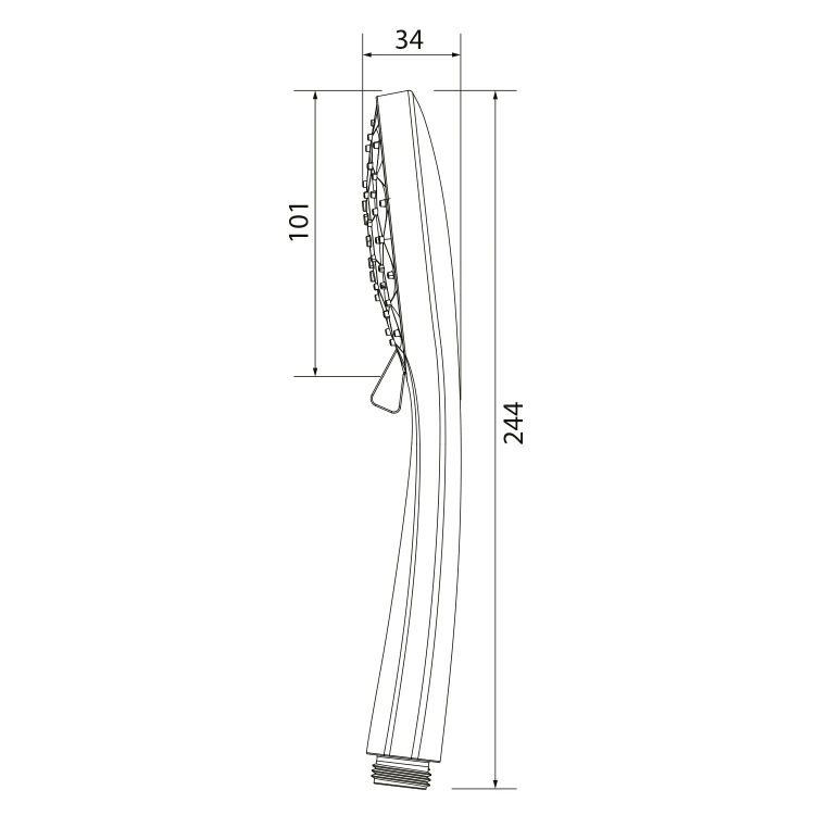 Rysunek techniczny - Słuchawka prysznicowa z masażem, 4 funkcje, silikonowe dysze, średnica 101mm, ABS/czarny mat