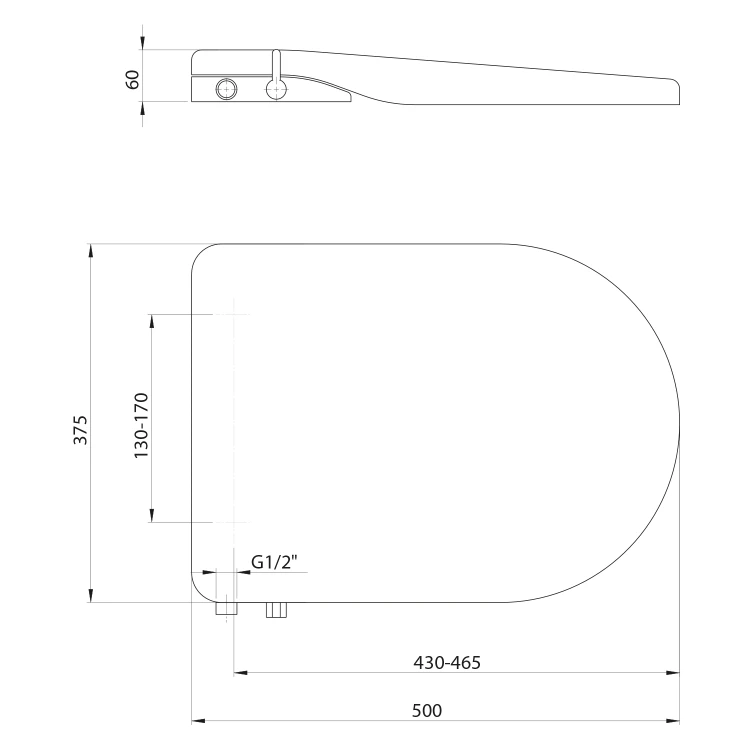Rysunek techniczny - JALTA kompakt WC z deską bidetową Clean Star, Rimless, odpływ pionowy/poziomy, biały #2