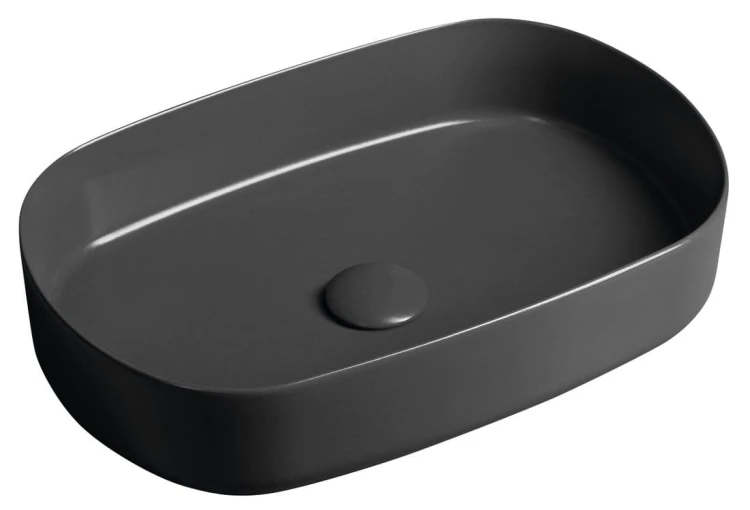 INFINITY OVAL umywalka ceramiczna nablatowa 55x36cm, antracyt