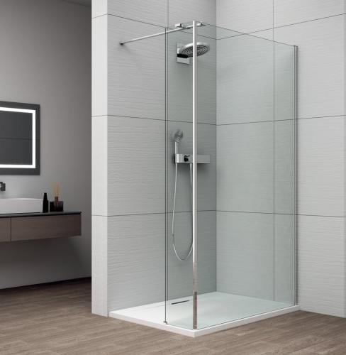 ESCA CHROME jednoczęściowa kabina przysznicowa Walk-In, montaż przy ścianie, szkło czyste, 700 mm #2