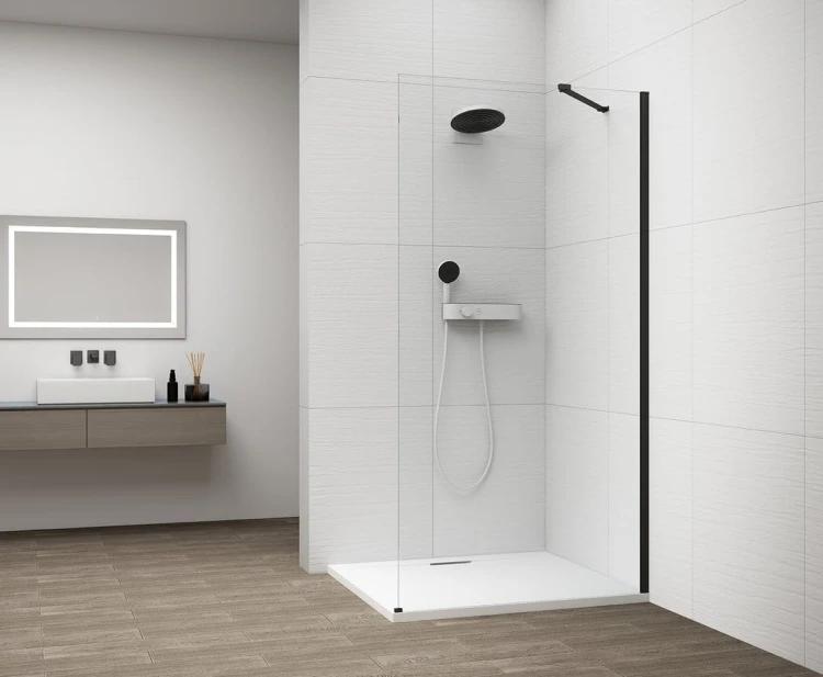 ESCA BLACK MATT jednoczęściowa kabina przysznicowa Walk-In, montaż przy ścianie, szkło czyste, 1000 mm #3