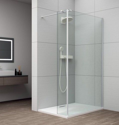 ESCA WHITE MATT jednoczęściowa kabina przysznicowa Walk-In, montaż przy ścianie, szkło czyste, 1500 mm #2